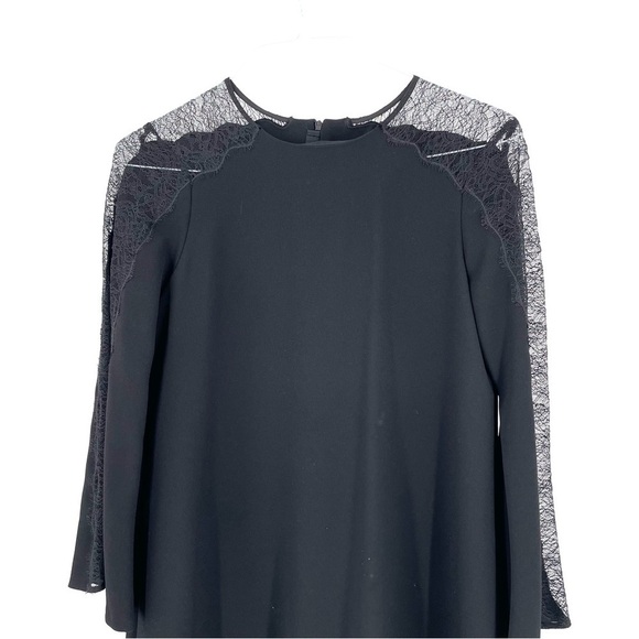 ZARA Black Lace Bell Sleeve Shift Dress - Picture 2 of 7